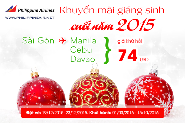 Philippines Airlines tưng bừng khuyến mãi giáng sinh và cuối năm